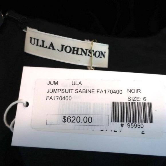 Ulla Johnson Jumpsuit Sabine Black Velvet Size 6 Long Sleeve V-Neck NEW - Picture 6 of 8